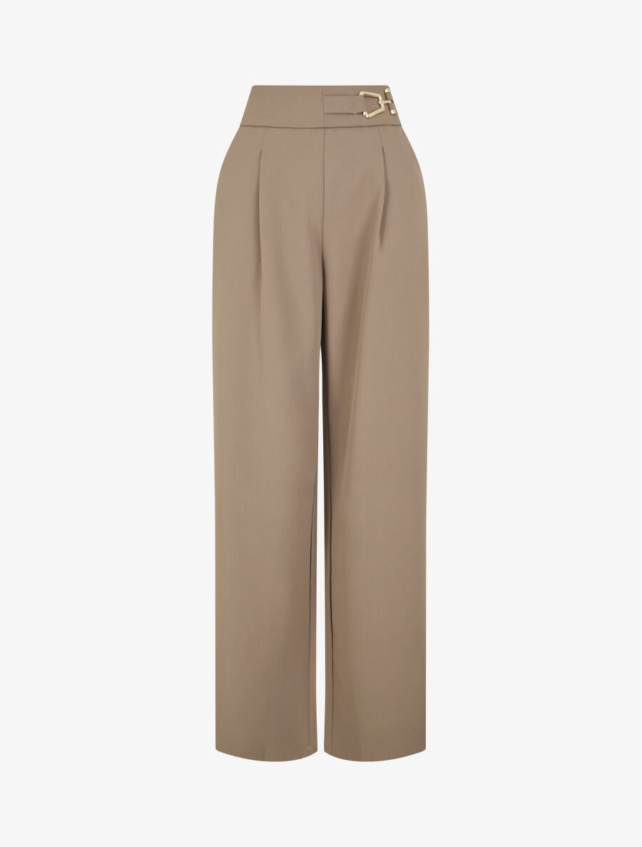 Pantalon ample à détail doré - Taupe - 5