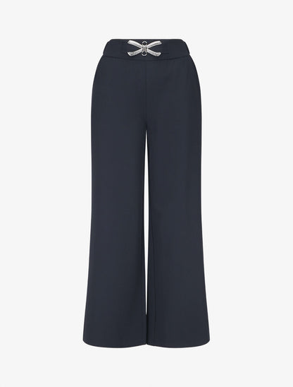 Pantalon ample à boucle style noeud - Marine - 1