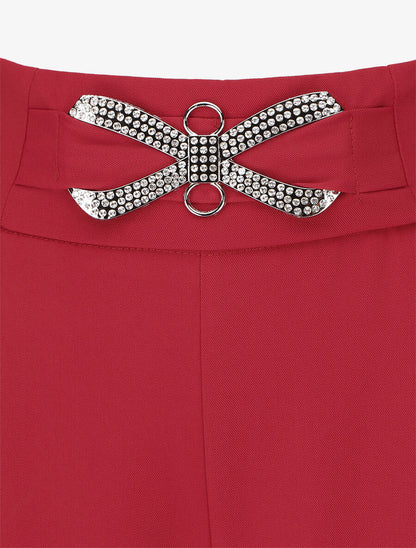Pantalon ample à boucle style noeud - Rouge - 3
