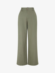 Pantalon ample effet lin à 2 boutons - Kaki - 1