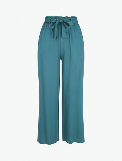 Pantalon uni fluide élastiqué - Bleu canard - 4