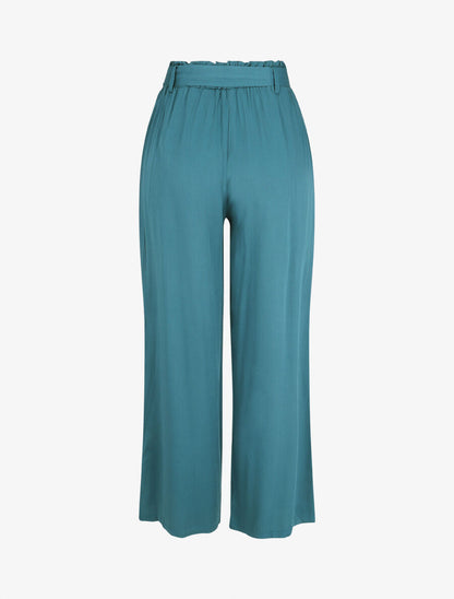 Pantalon uni fluide élastiqué - Bleu canard - 2