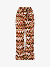 Pantalon fluide à imprimé zigzag - Marron - 4