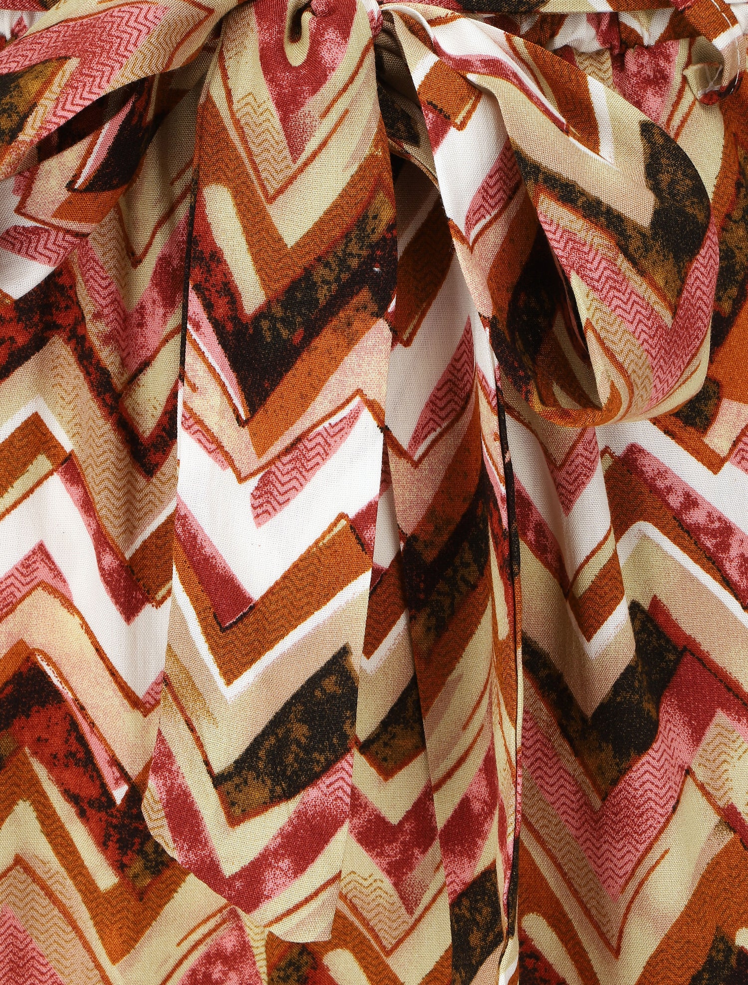 Pantalon fluide à imprimé zigzag - Marron - 3