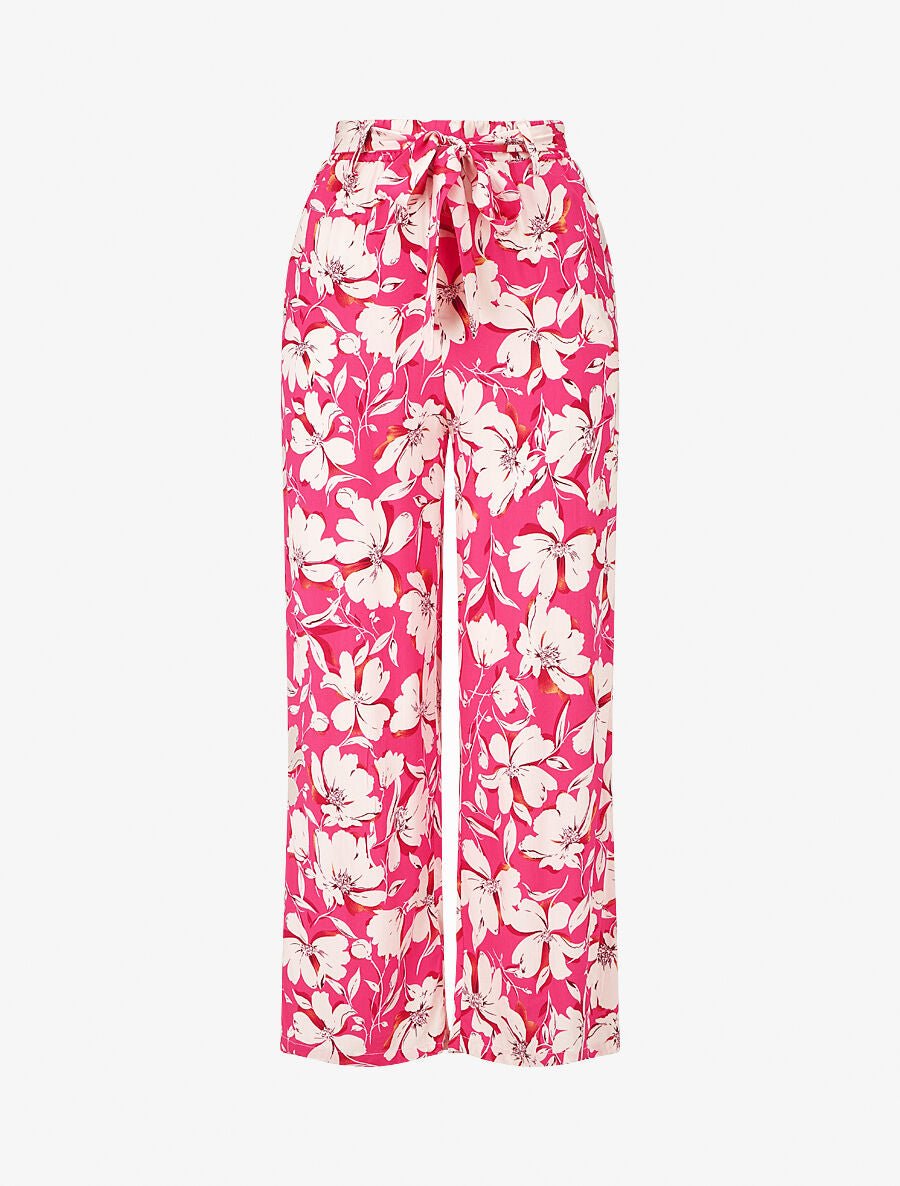 Pantalon fluide à imprimé fleuri - Fushia - 1