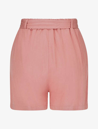 Short fluide uni et ceinturé - Corail - 2