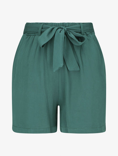 Short fluide uni et ceinturé - Vert - 1