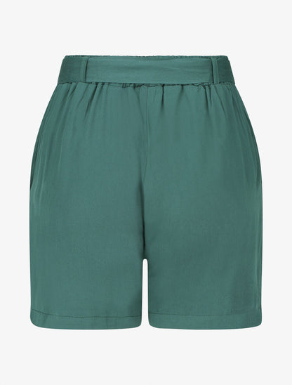 Short fluide uni et ceinturé - Vert - 2