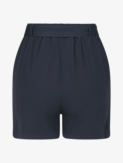 Short fluide uni et ceinturé - Marine - 2