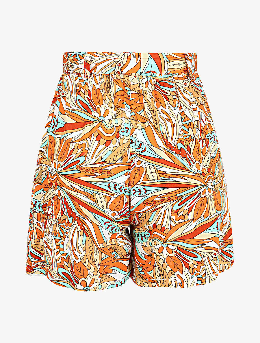 Short élastiqué imprimé mandala - Orange - 2