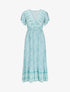Robe longue à fleurs et manches courtes - Bleu clair - 4