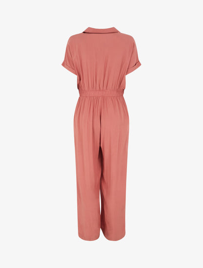 Combinaison ample style chemise manches courtes - Vieux rose - 2