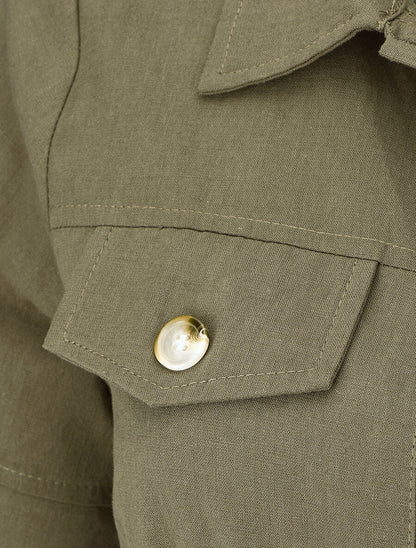 Combishort uni ceinturé - Kaki - 3