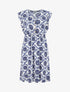 Robe mi-longue imprimé foulard à cordons de serrage - Bleu - 5