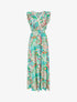 Robe longue élastiquée à mancherons - Vert - 1
