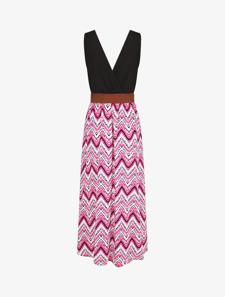 Robe longue à jupe imprimé graphique - Fuchsia - 2