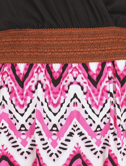Robe longue à jupe imprimé graphique - Fuchsia - 3