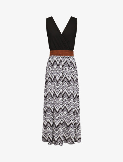 Robe longue à jupe imprimé graphique - Gris - 4