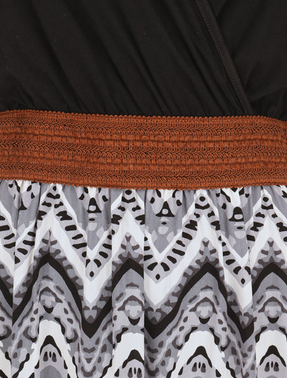 Robe longue à jupe imprimé graphique - Gris - 3