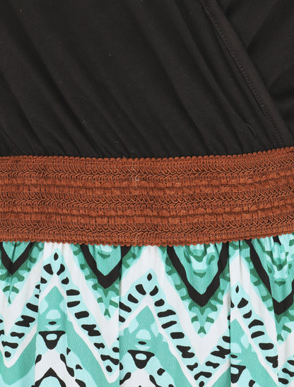 Robe longue à jupe imprimé graphique - Vert - 3