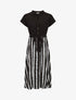Robe longue élastiquée à jupe imprimé rayures - Noir - 1