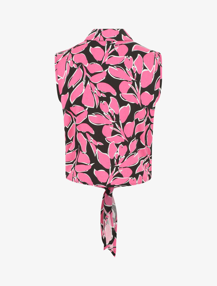 Chemise courte sans manches imprimé graphique - Rose - 2