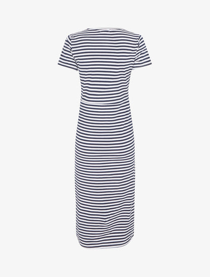 Robe longue fendue style marinière - Bleu nuit - 2