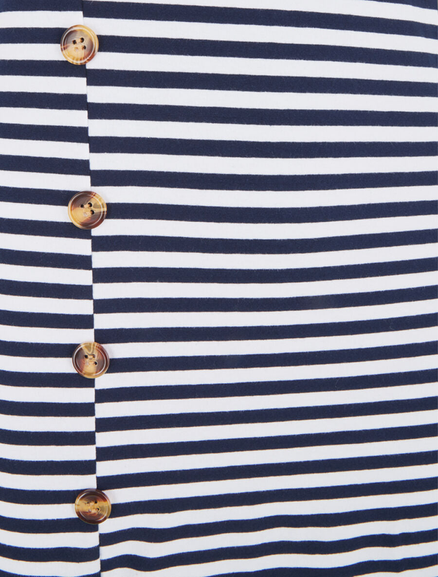 Robe longue fendue style marinière - Bleu nuit - 3
