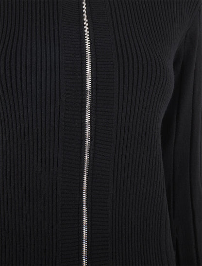 Gilet côtelé ajusté à zip - Noir - 3