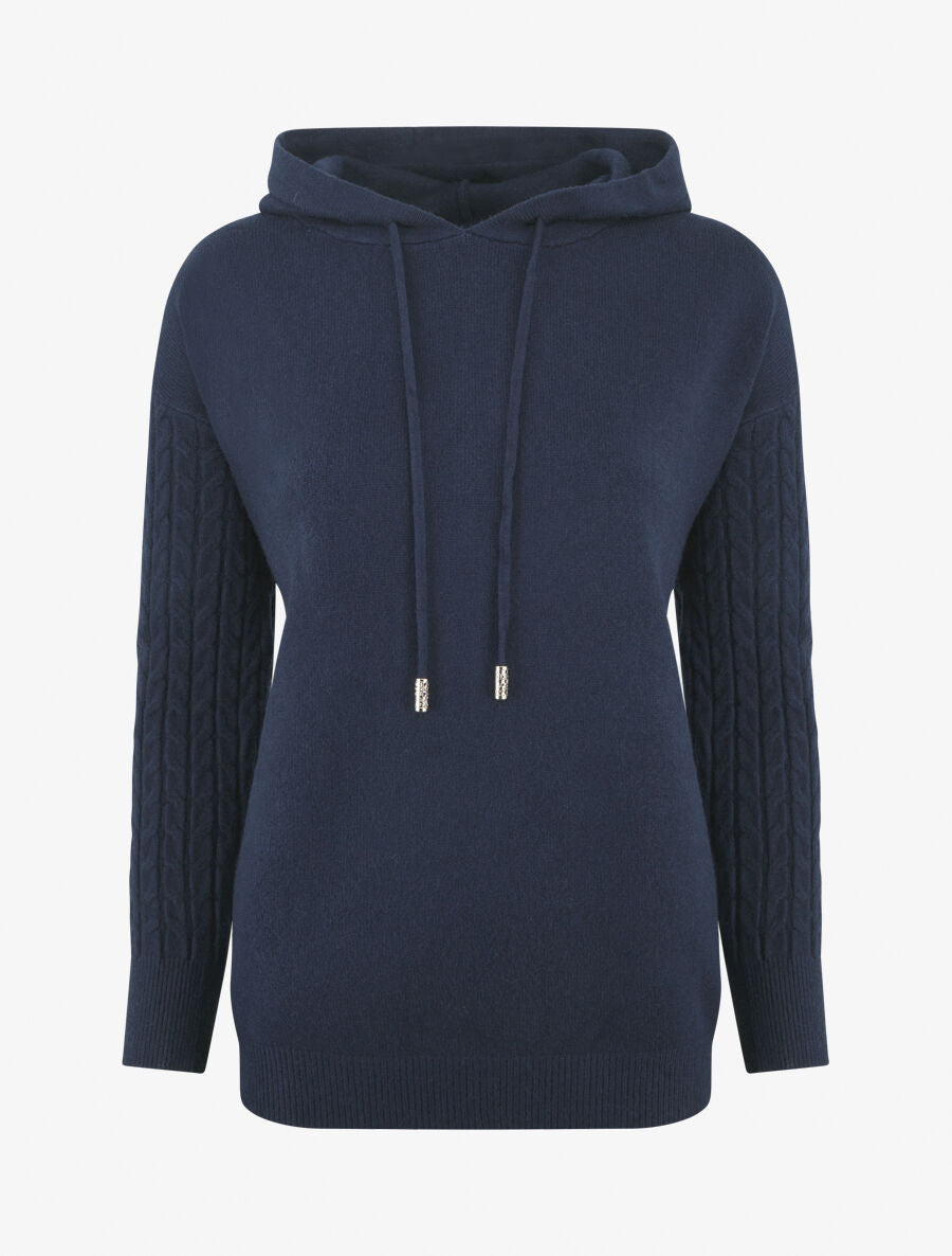 Pull à capuche coupe droite - Marine - 5