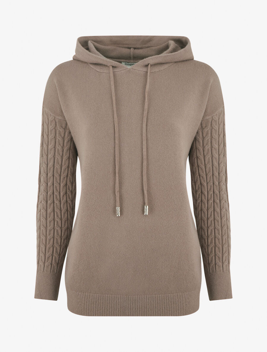 Pull à capuche coupe droite - Taupe - 1