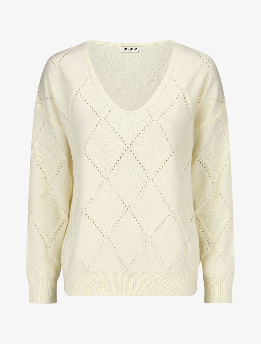 Pull uni à bords côtelés - Crème - 4