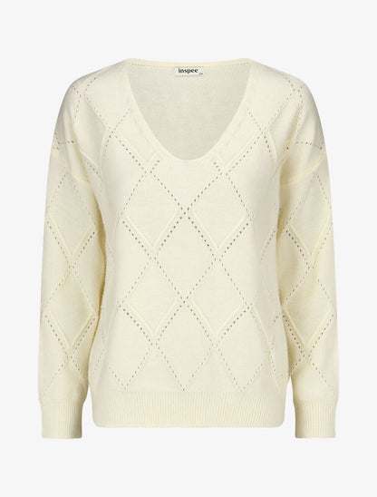Pull uni à bords côtelés - Crème - 4