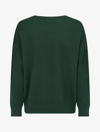 Pull uni à bords côtelés - Vert sapin - 2