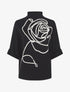 Pull ample manches 3/4 motif rose - Noir - 1