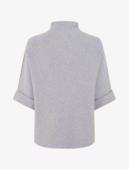 Pull ample manches 3/4 motif rose - Gris - 2