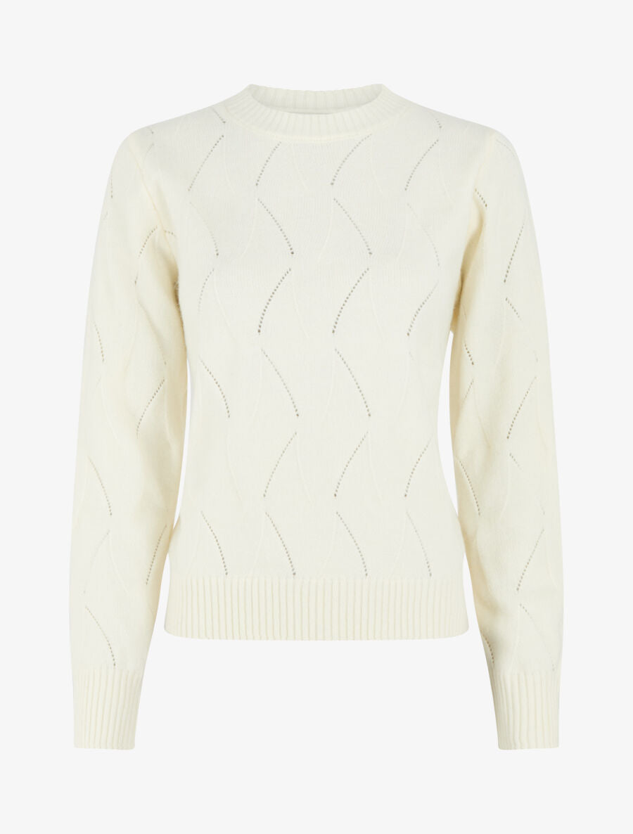 Pull droit uni à col rond - Blanc - 5