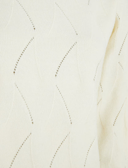 Pull droit uni à col rond - Blanc - 3