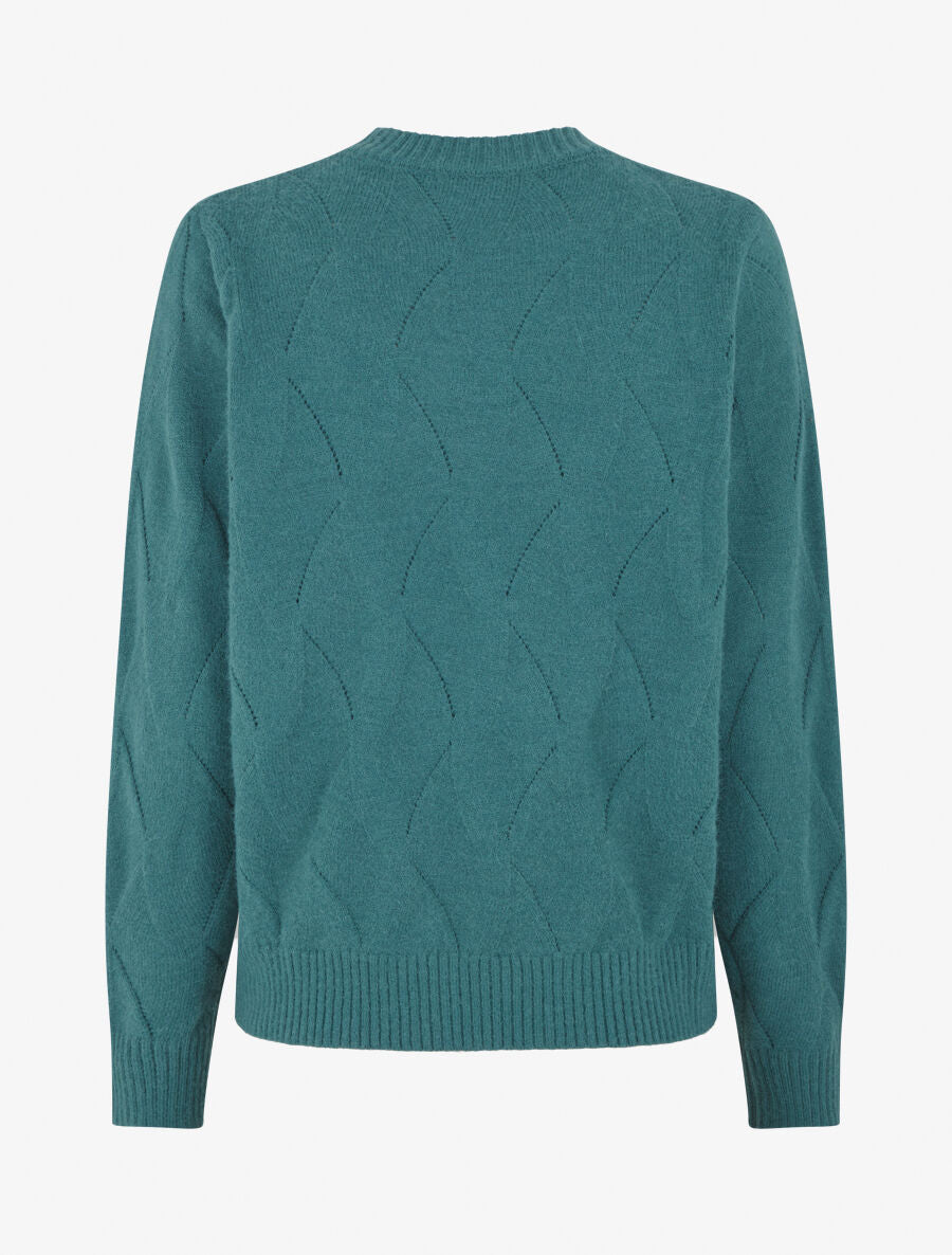 Pull droit uni à col rond - Bleu canard - 2