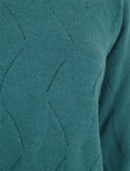 Pull droit uni à col rond - Bleu canard - 3