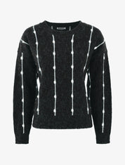 Pull droit à rayures fantaisies - Noir - 4