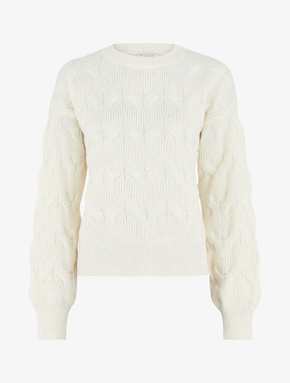 Pull droit uni en maille zigzag - Écru - 4