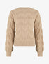 Pull droit uni en maille zigzag - Beige - 1