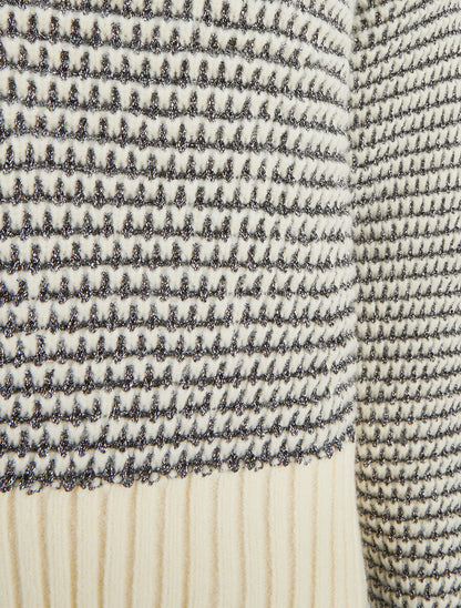 Pull à col rond irisé - Crème - 3