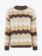 Pull à imprimé zigzag irisé - Marron - 5