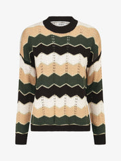 Pull à imprimé zigzag irisé - Noir - 1