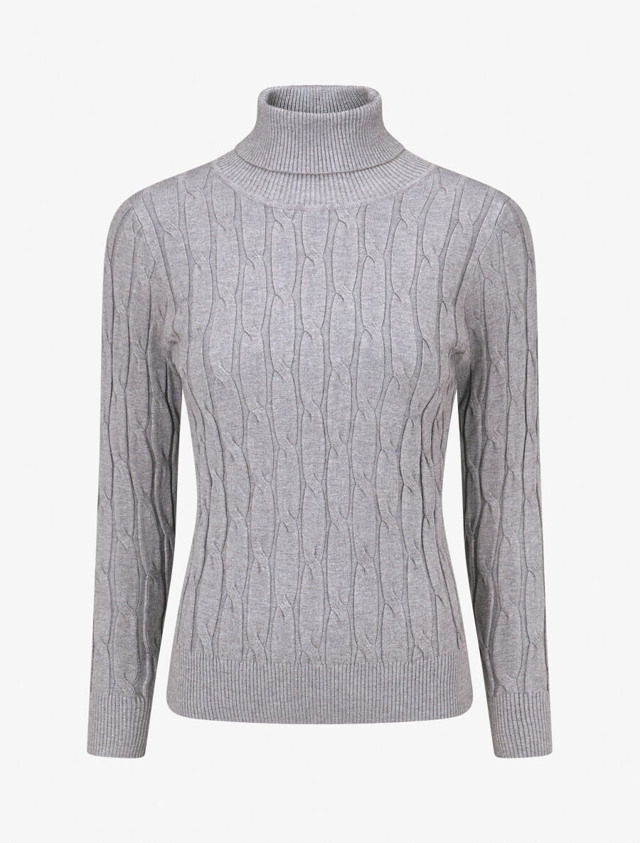 Pull fin à col roulé - Gris - 1