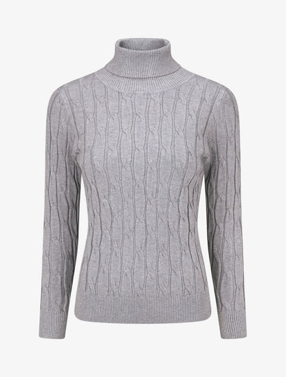 Pull fin à col roulé - Gris - 1