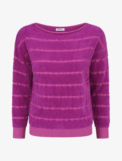 Pull fluffy à bords côtelés - Fushia - 5