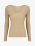 Pull col V à détail stylisé - Beige - 5